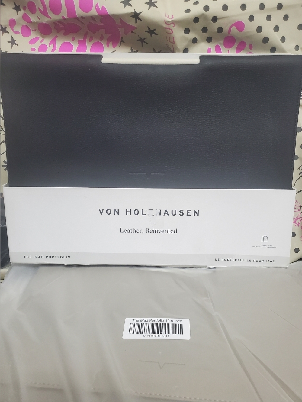 Von Holzhausen Black Leather reinvented  iPad Portfolio Case 12.9 Inches.